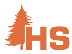 Logo von HS-Baumfällung und GaLa-Bau mit orangefarbenem Baum und den Buchstaben HS